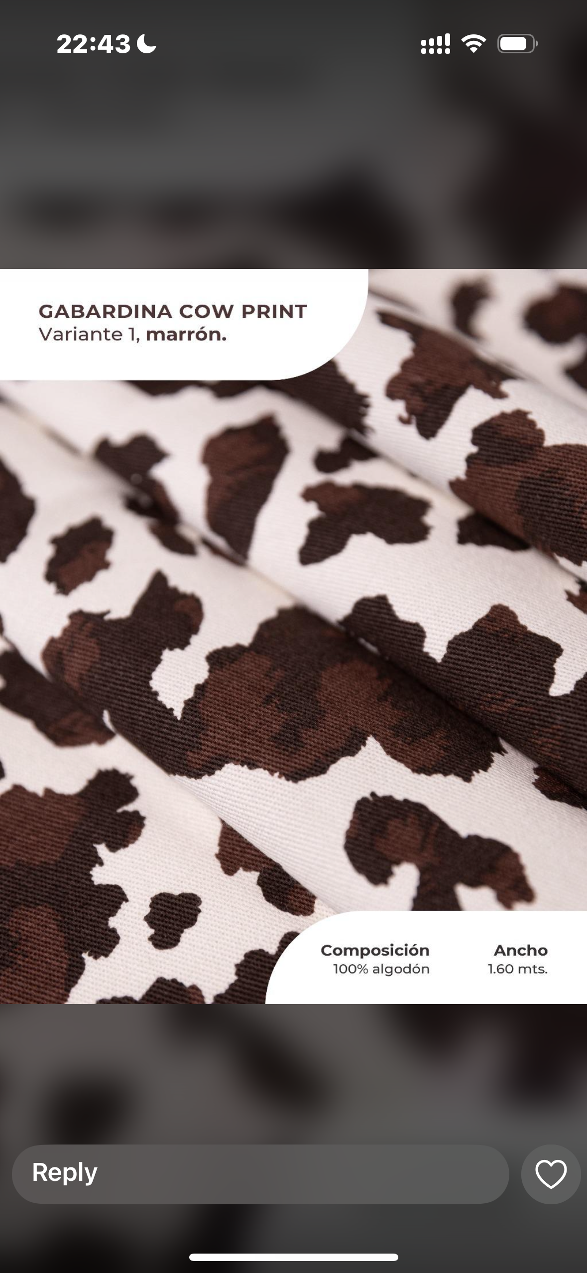 Gabardina cow print estampada