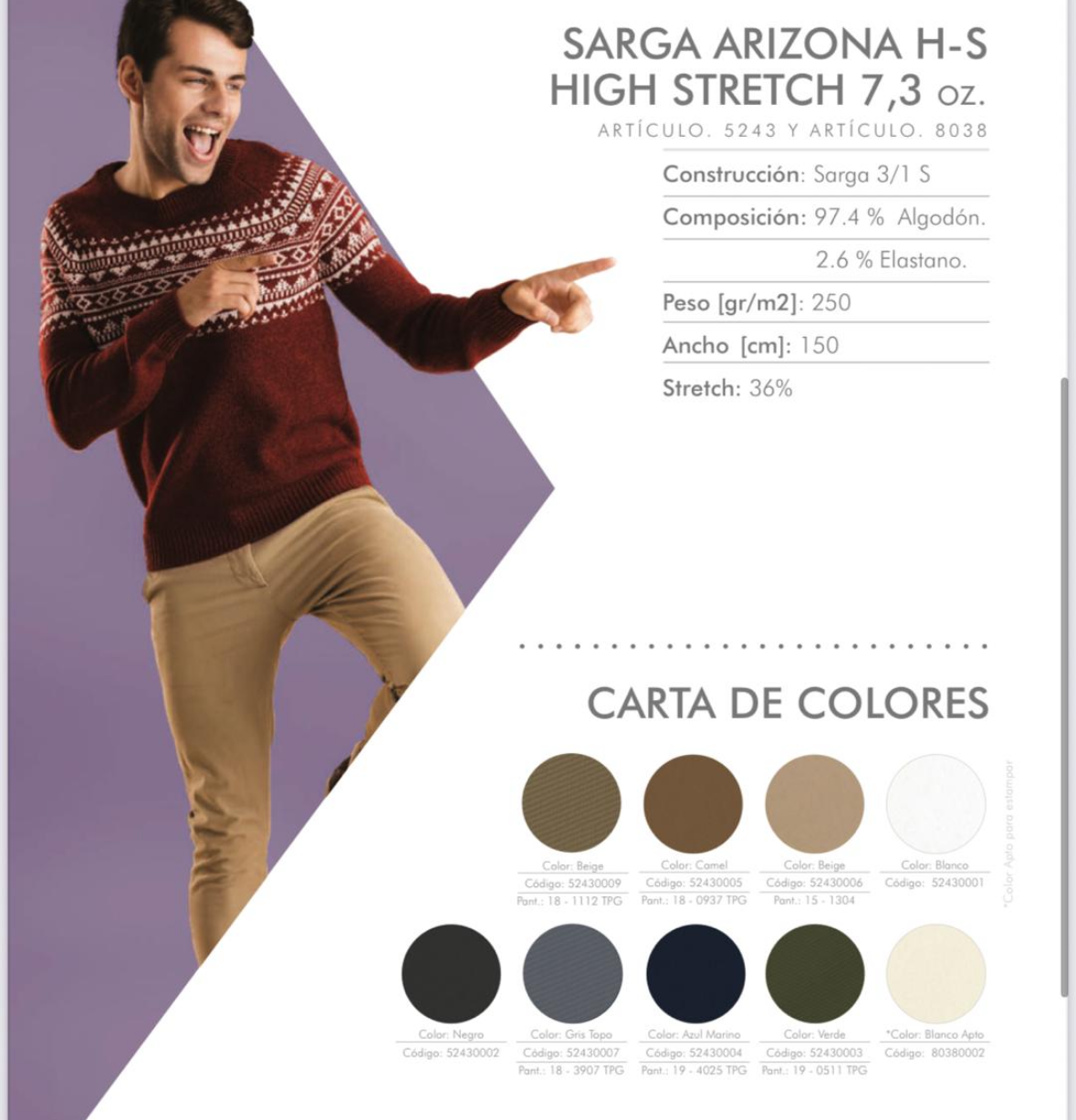 sarga arizona high stretch rigida 7,3oz